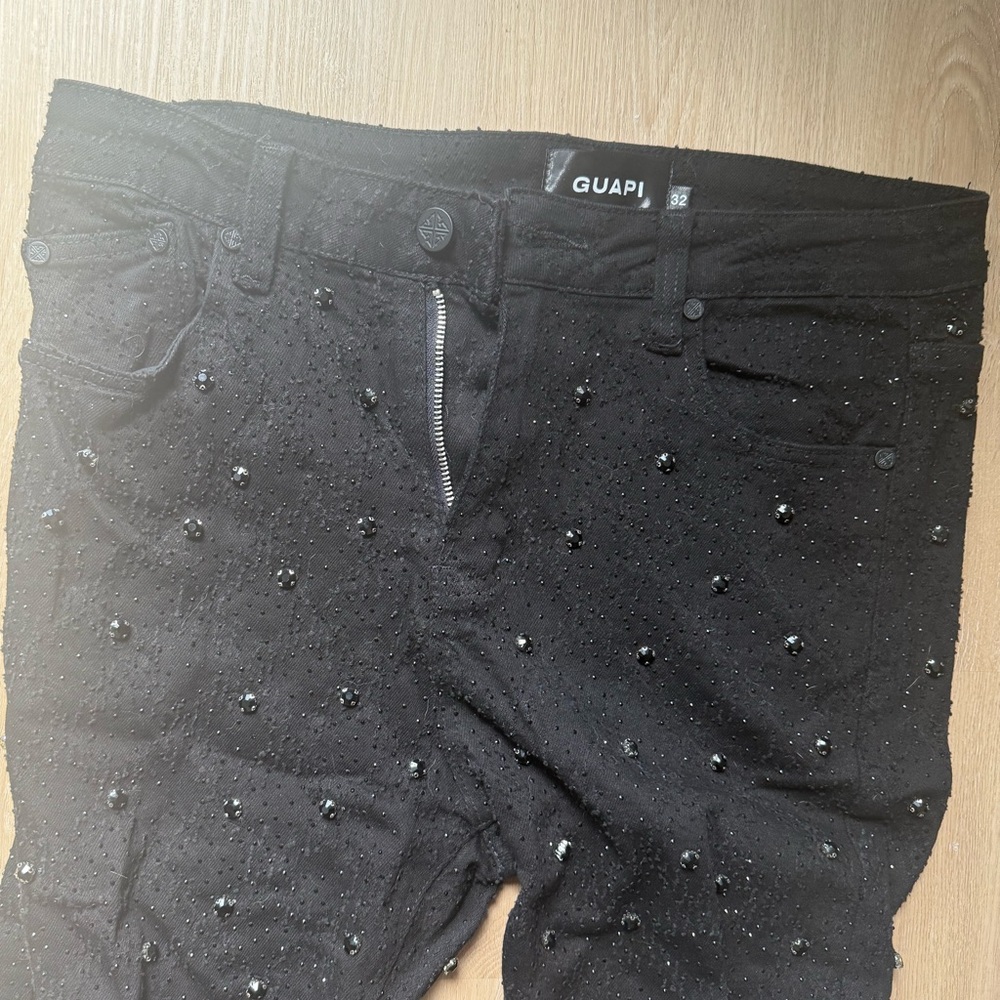 GUAPI Rhinestone Men Black Jeans - Picture 4 of 7